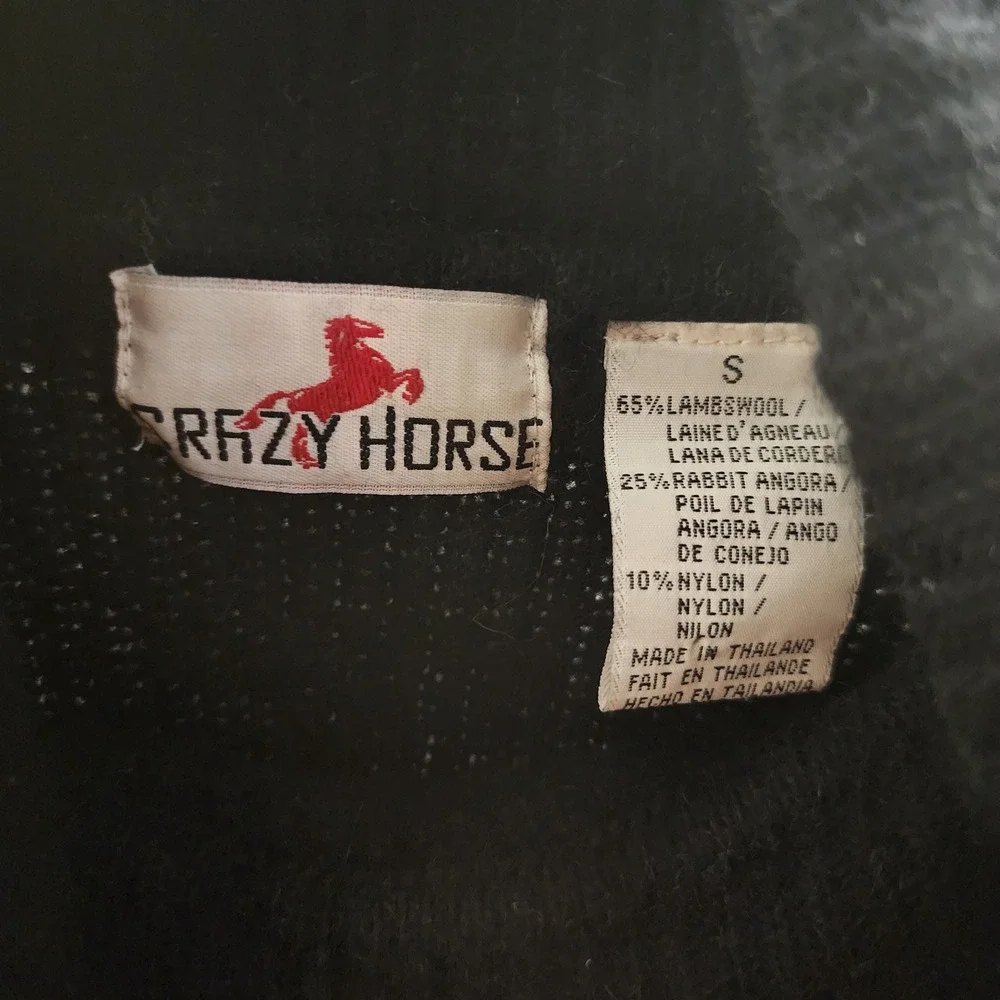 Crazy Horse Vintage‎ Black Turtleneck Sweater Lambswool Angora Knit Womens Small